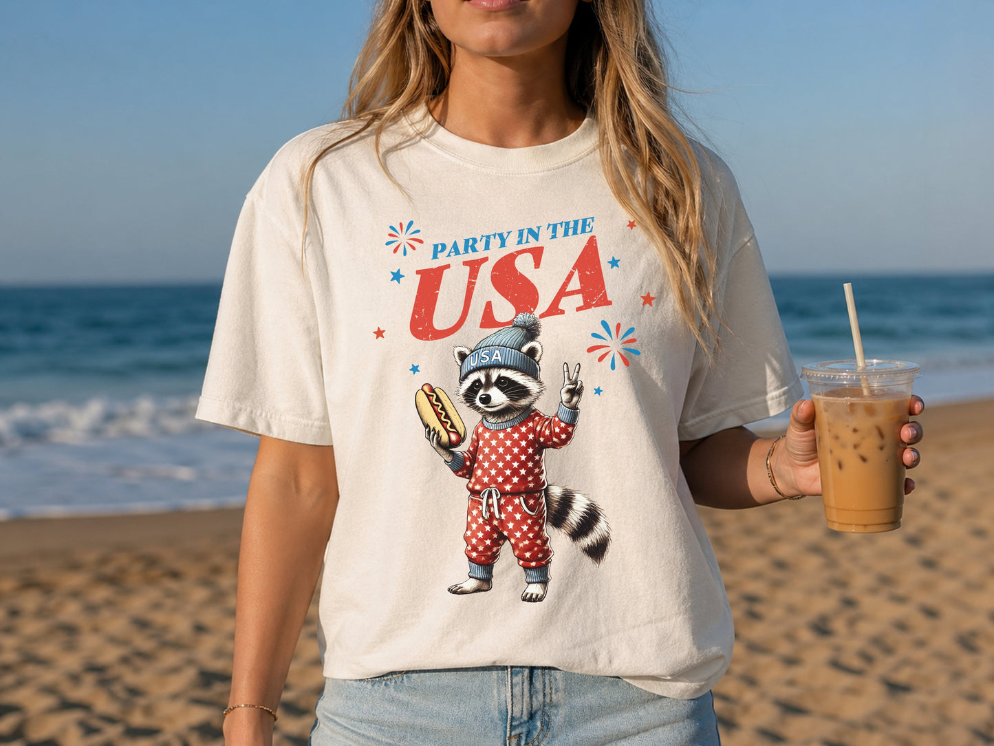 Party in the USA Raccoon Graphic Tee