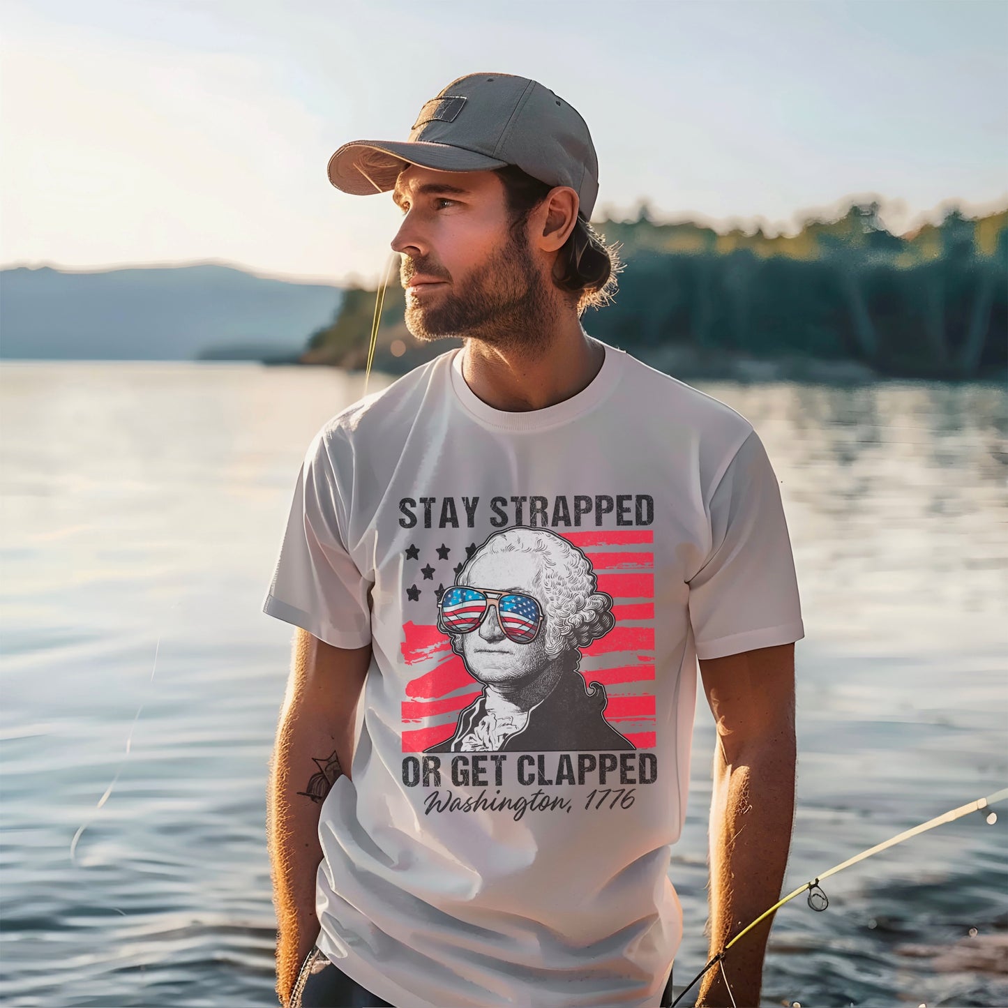Stay Strapped Or Get Clapped Washington 1776 Tee