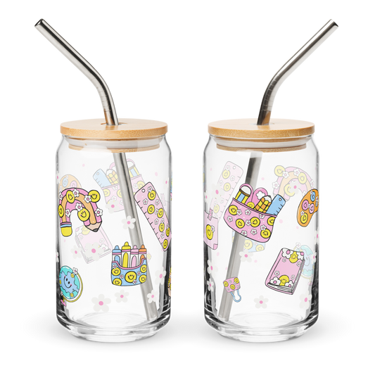 The "Happy Classroom" Era 16oz Glass Can