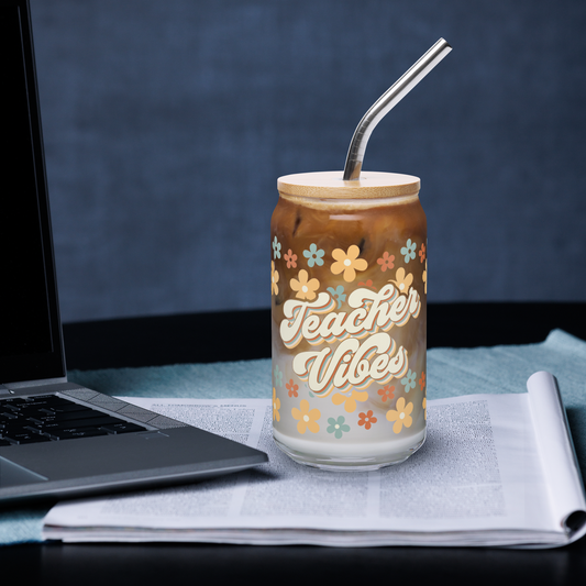 The "Teacher Vibes" Era 16 oz Can-Shaped Glass