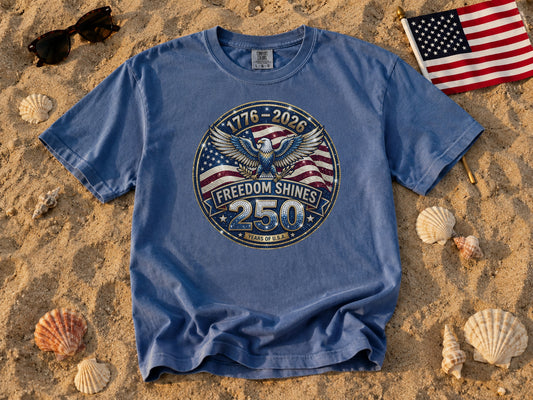Freedom Shines 250 Years of USA Patriotic Graphic Tee