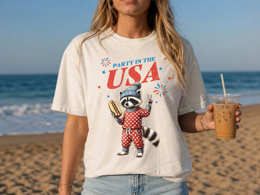 Party in the USA Raccoon Graphic Tee