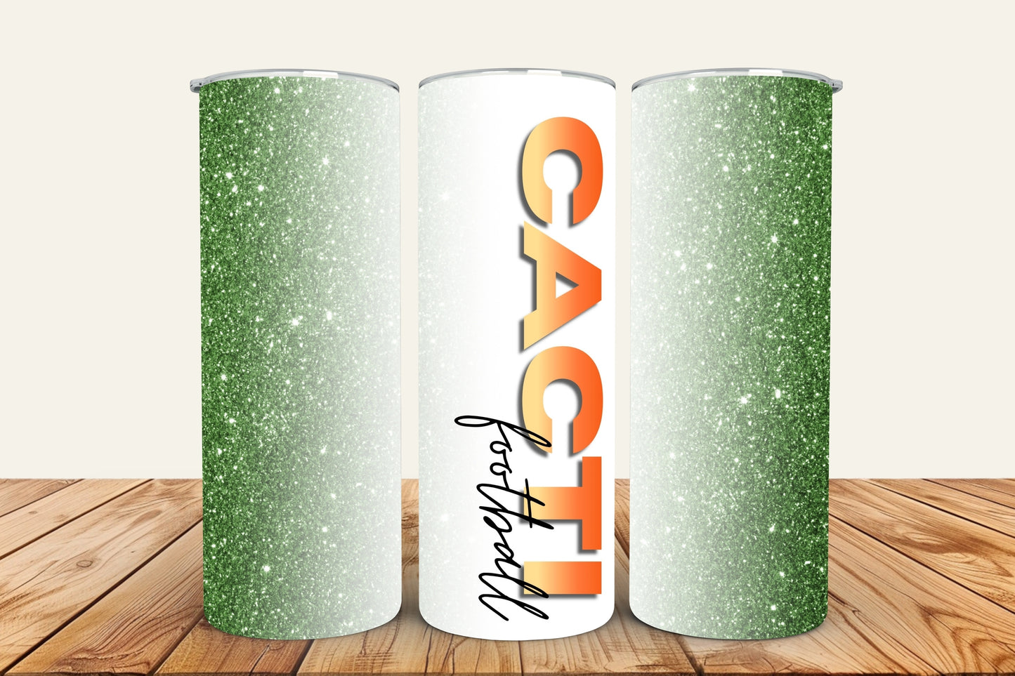 Cacti Football Faux-Glitter Tumbler