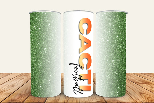 Cacti Football Faux-Glitter Tumbler