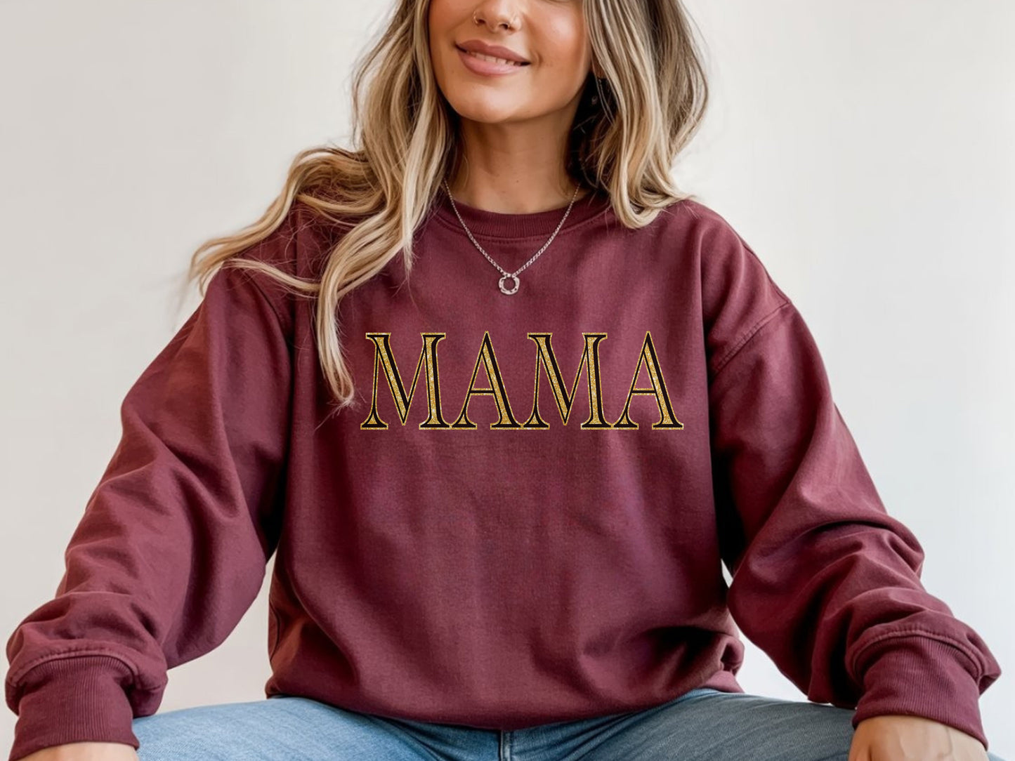The Signature "MAMA" Gold-Glint Tee & Sweatshirt