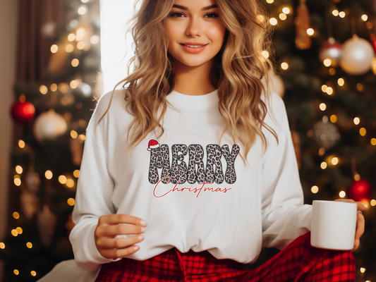 Merry Christmas Leopard Print Sweatshirt