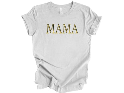 The Signature "MAMA" Gold-Glint Tee & Sweatshirt