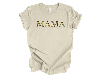 The Signature "MAMA" Gold-Glint Tee & Sweatshirt