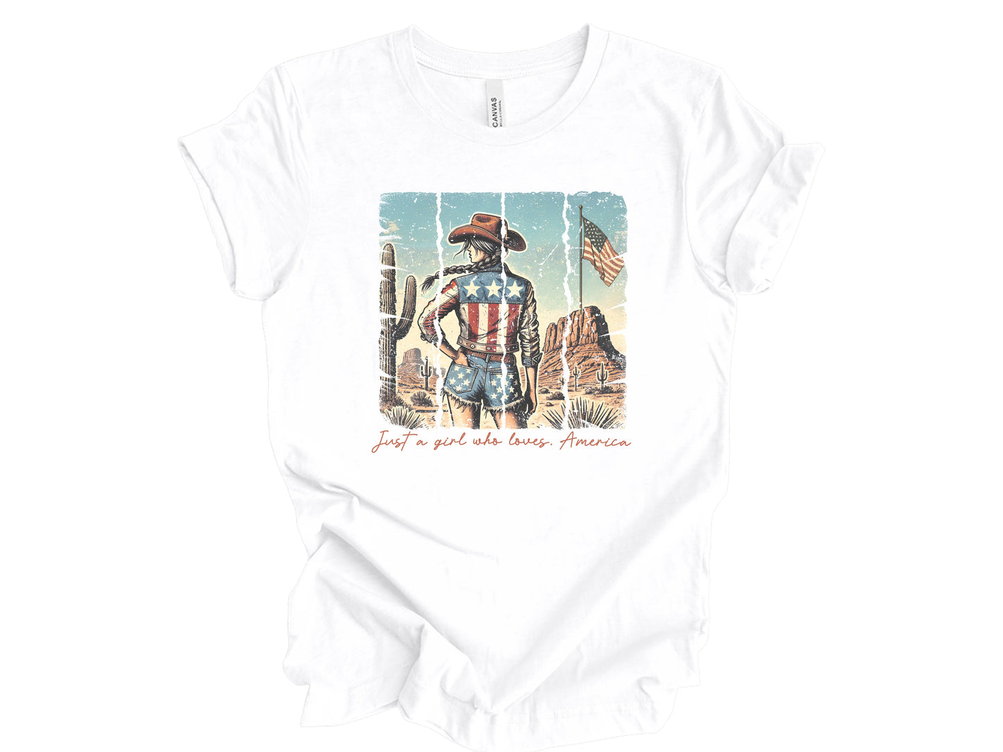 Just a Girl Who Loves America Patriotic Apparel