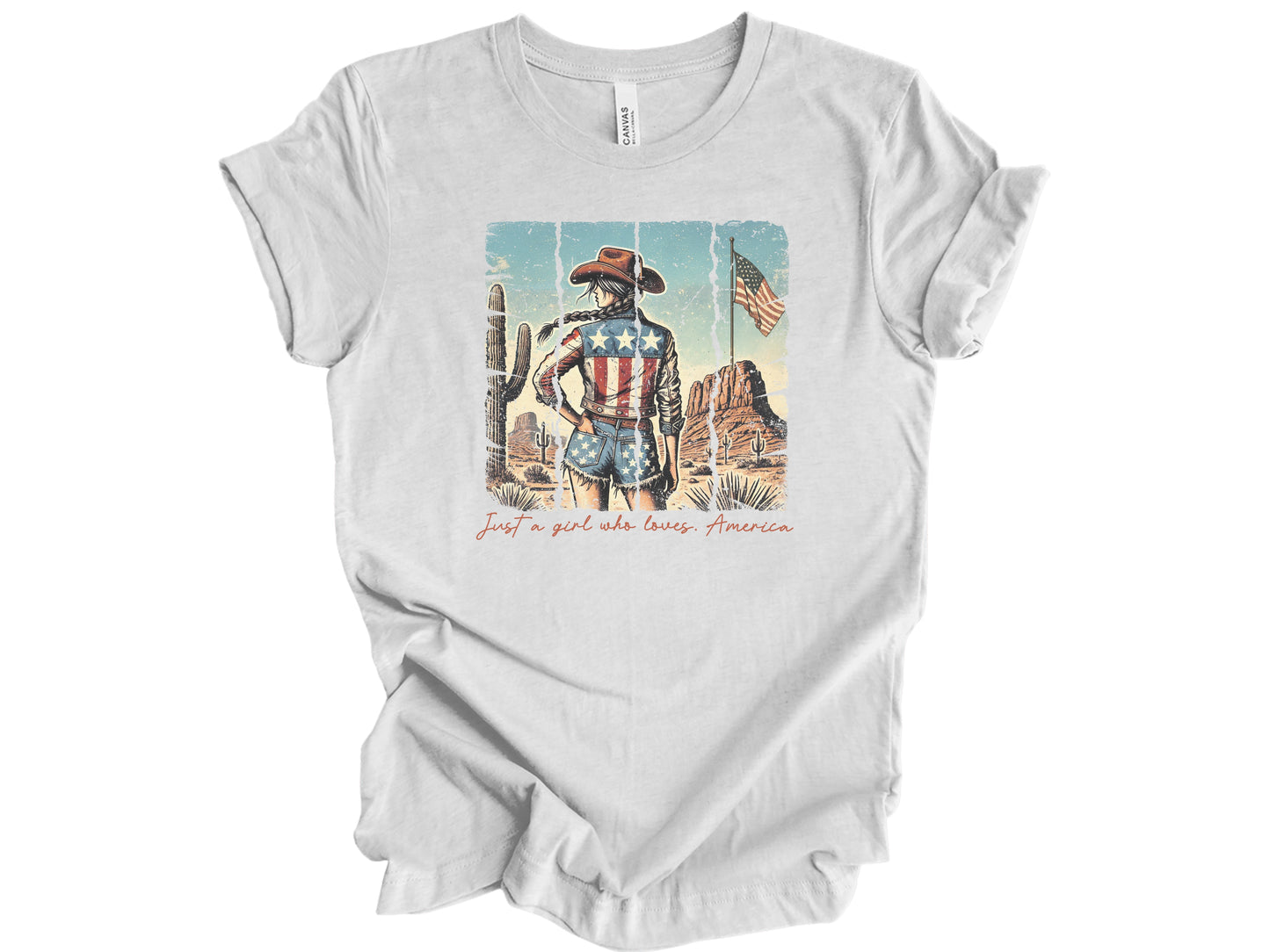 Just a Girl Who Loves America Patriotic Apparel