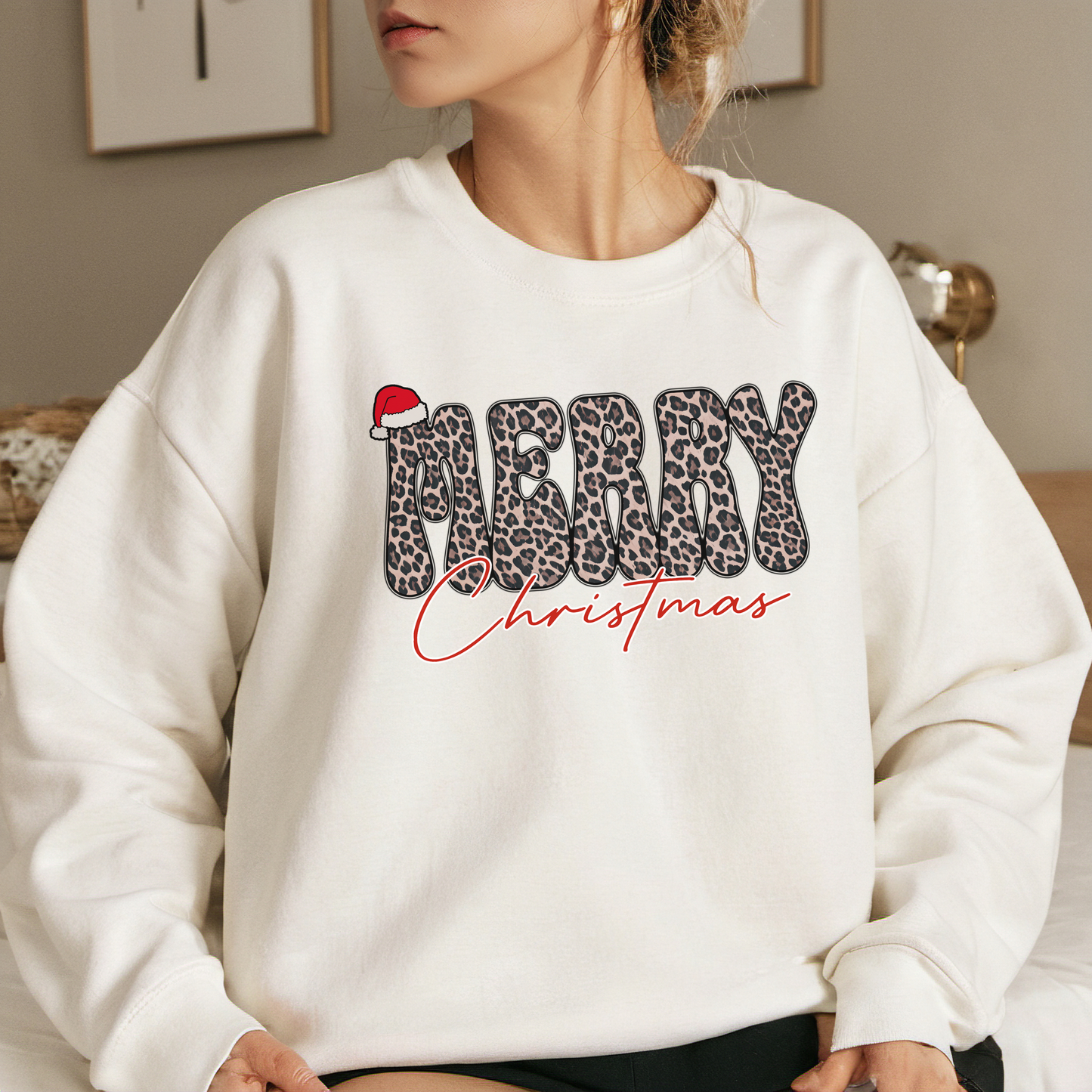 Merry Christmas Leopard Print Sweatshirt