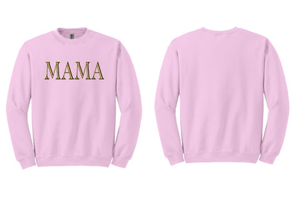 The Signature "MAMA" Gold-Glint Tee & Sweatshirt