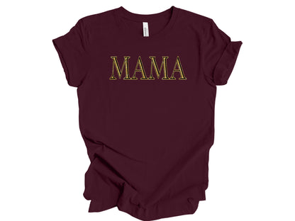 The Signature "MAMA" Gold-Glint Tee & Sweatshirt