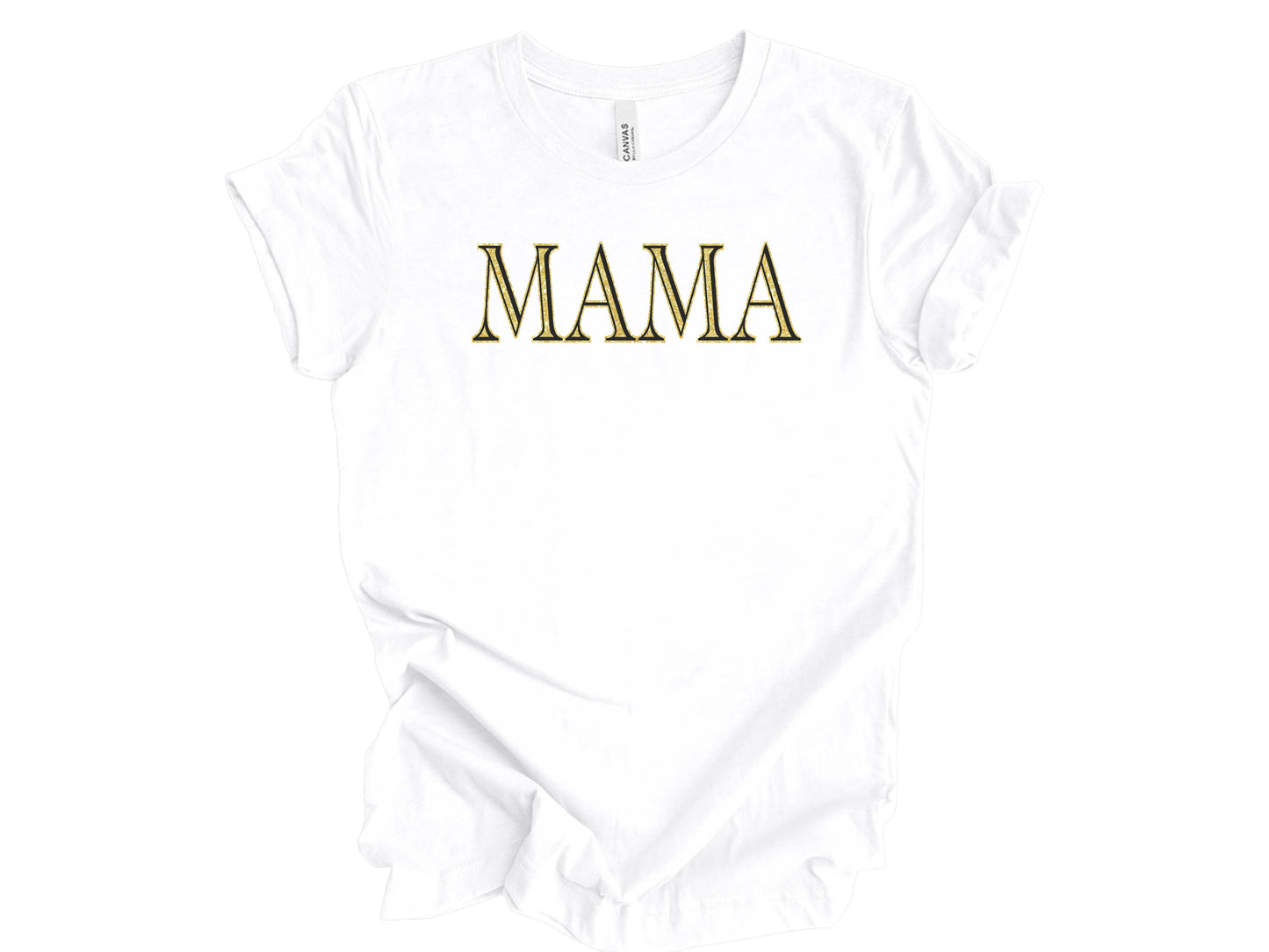 The Signature "MAMA" Gold-Glint Tee & Sweatshirt
