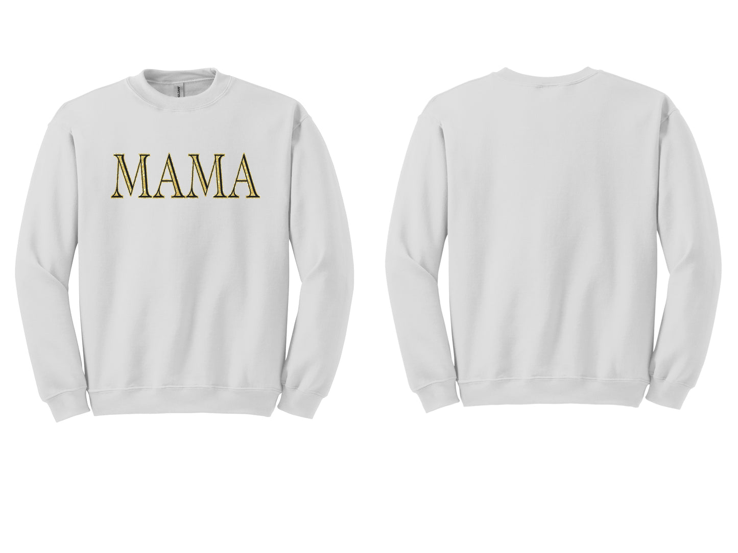 The Signature "MAMA" Gold-Glint Tee & Sweatshirt