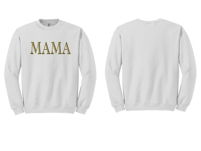 The Signature "MAMA" Gold-Glint Tee & Sweatshirt