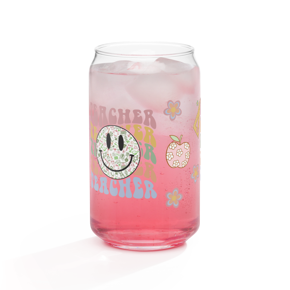 The "Retro Teacher Era" 16 oz Can-Shaped Glass
