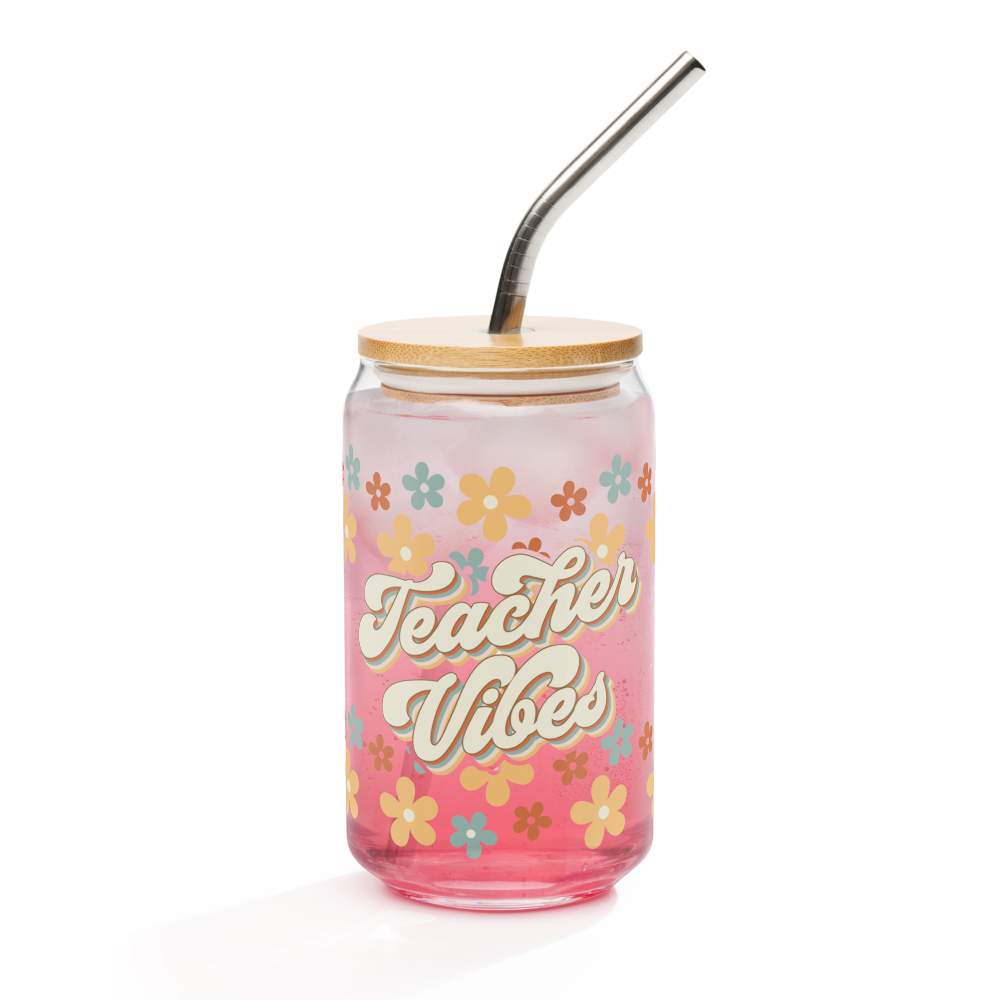 The "Teacher Vibes" Era 16 oz Can-Shaped Glass