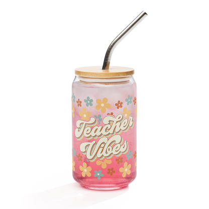 The "Teacher Vibes" Era 16 oz Can-Shaped Glass