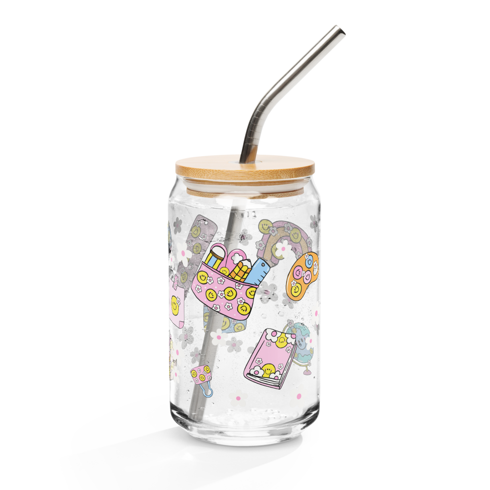 The "Happy Classroom" Era 16oz Glass Can