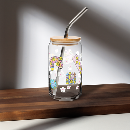 The "Happy Classroom" Era 16oz Glass Can