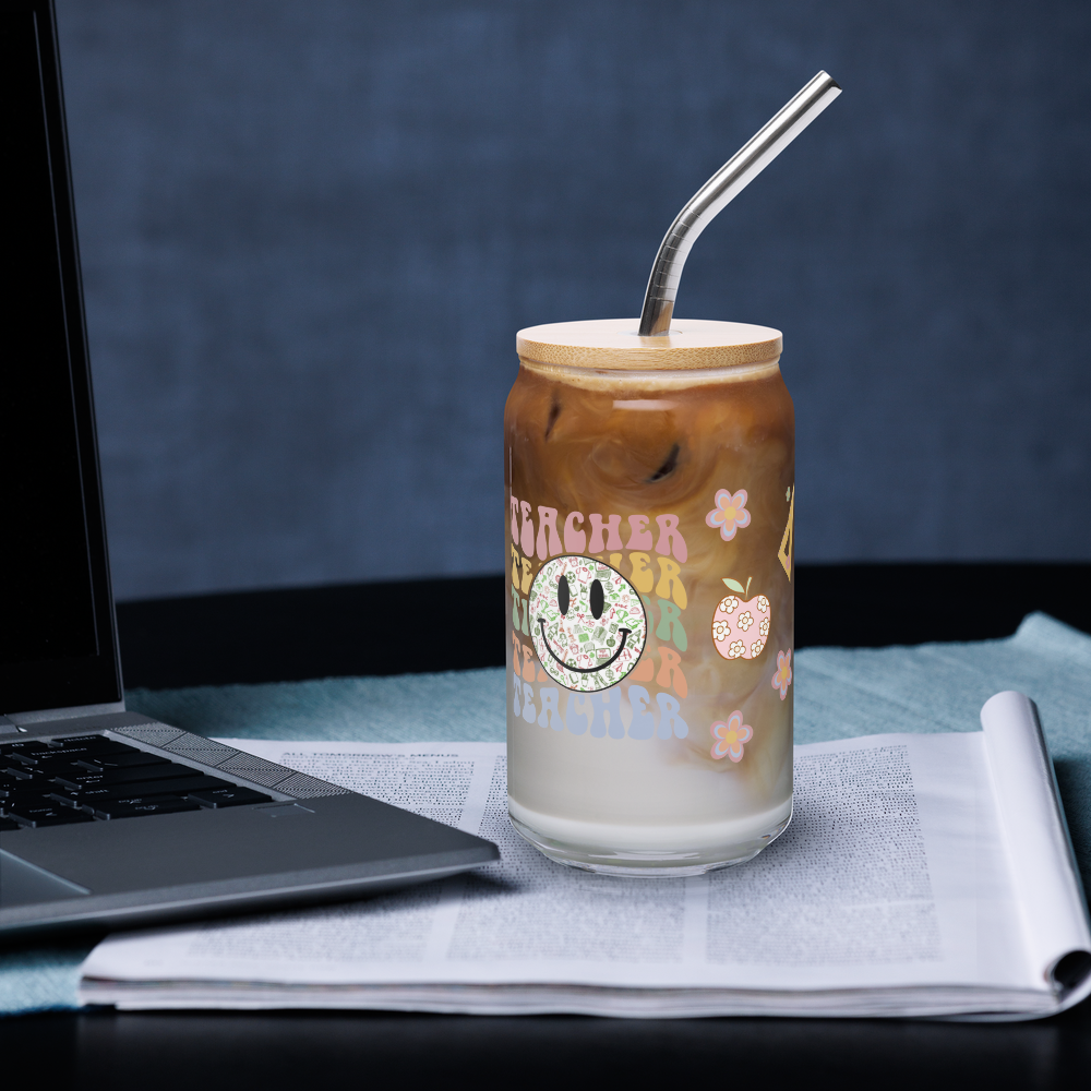 The "Retro Teacher Era" 16 oz Can-Shaped Glass